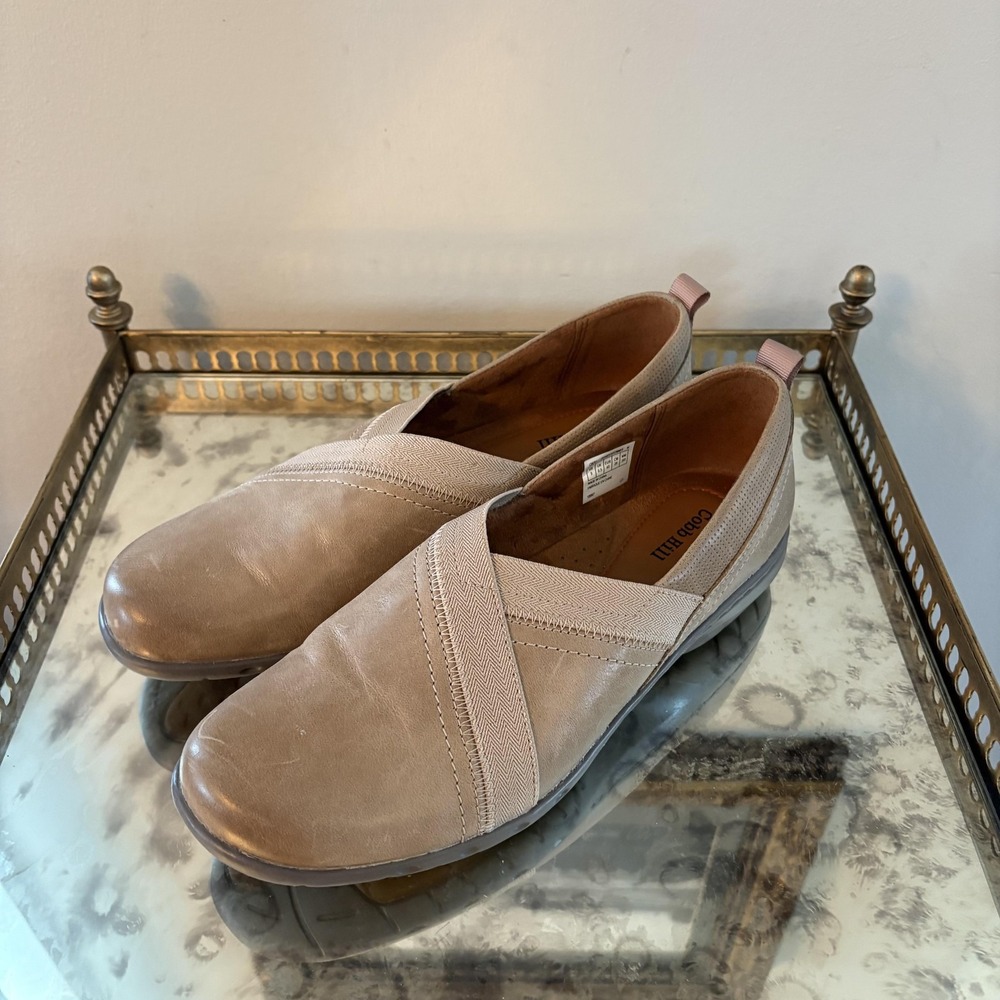 Cobb‎ Hill Shoes Womens Size 9 Taupe Slip On Mary Jane Flats Cross Strap CI6251